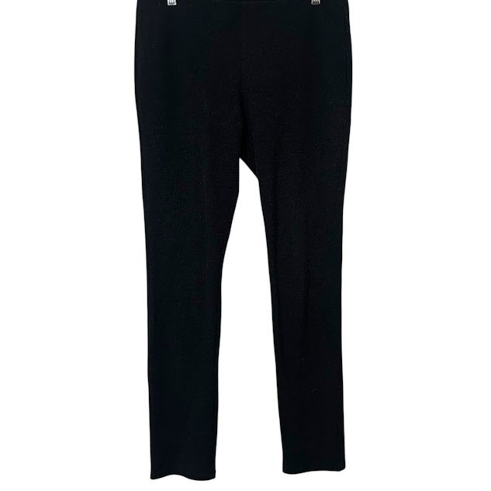 Eileen Fisher Black Heathered Stretch Pull On Slim Leg Pants‎ Womens M